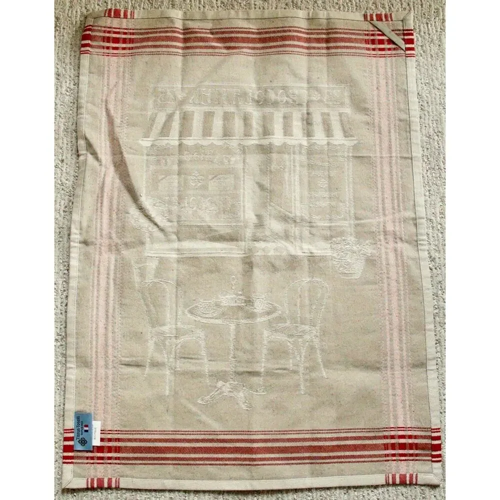 Tissus Toselli French Jacquard Tea Towel “Chocolatier” Café Design Cotton France